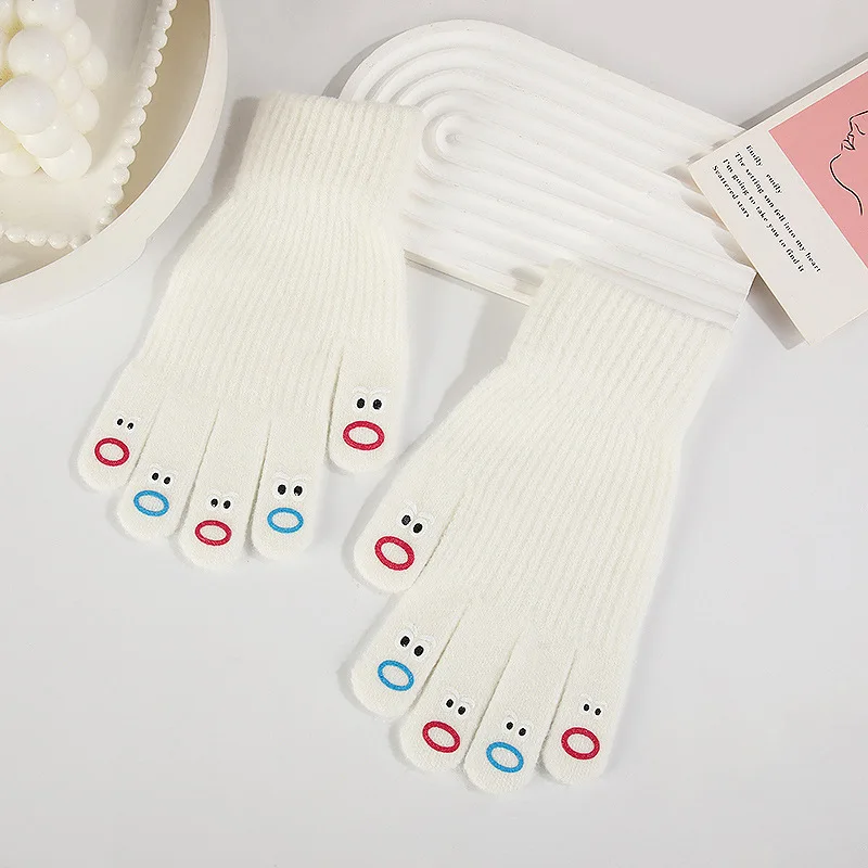 Kids Cute Cartoon Knitted Stretch Mittens Multi-color Soft Warm Acrylic Gloves Animal Pattern Magic Winter Gloves