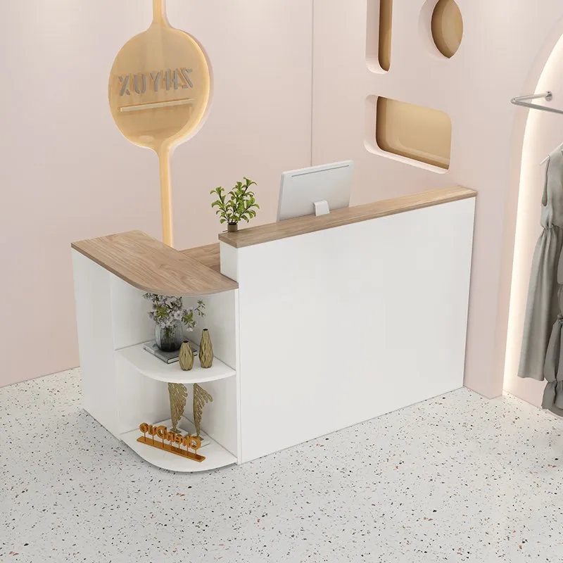 Modern Cheap Custom New Luxury Design Wood Nail Beauty Spa White Small Front Salon Counter Reception Desk