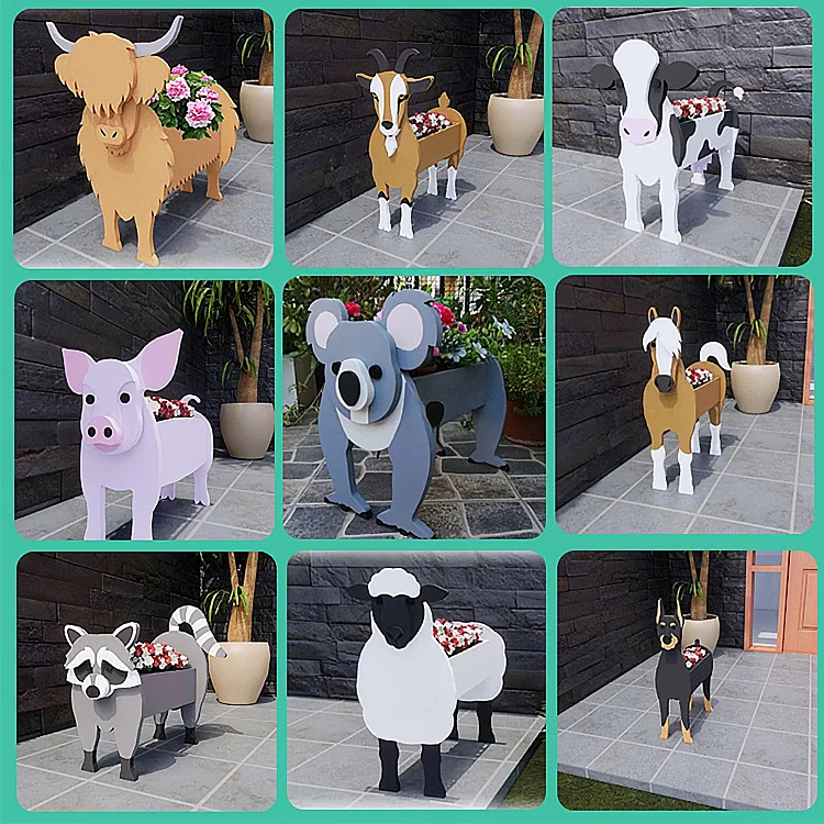 Factory Price Plant Flower Pots Plastic Dogs Shaped Lovely Style For Home Outdoor Decor