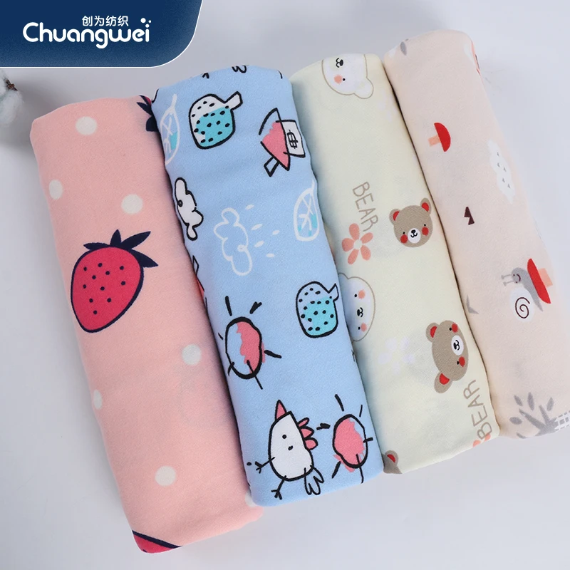 China manufacturer single-sided brushed fabric printed knitted fabric milk silk cartoon fabric