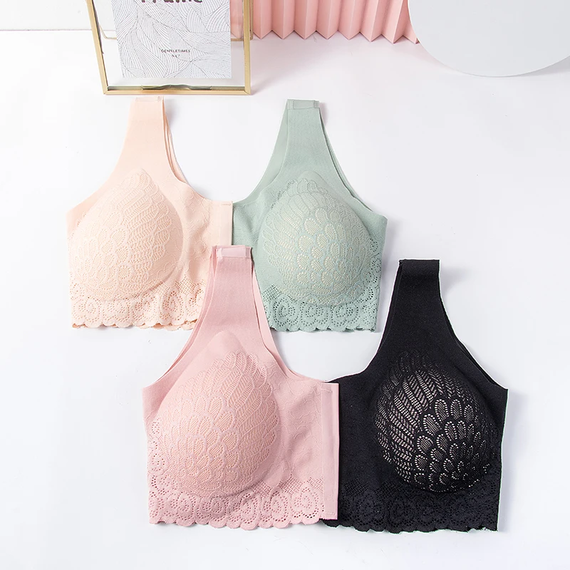 2022 Popular Comfortable Sexy Padded Push Up Plus Size Underwear Lace Seamless High Quality Women Latex Bra