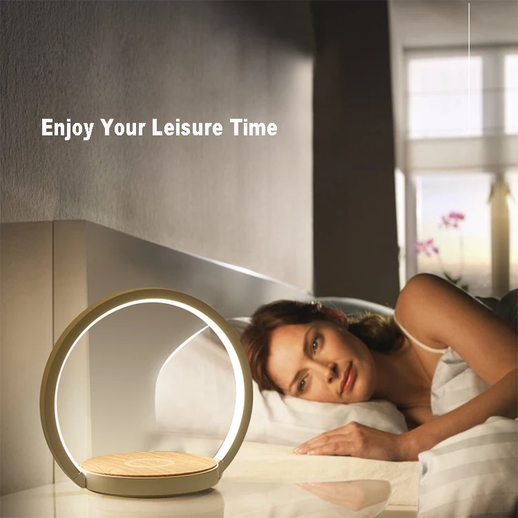 3-step Dimmable Bedside Night Desk Light LED Modern Table Lamp With Wireless Charger Speaker