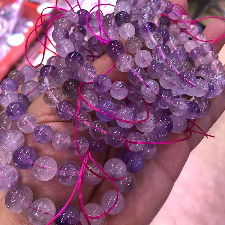 Natural icy crystal transparent Super Seven bracelet round beads 8mm Purple rutile single Circle Bracelet factory wholesale