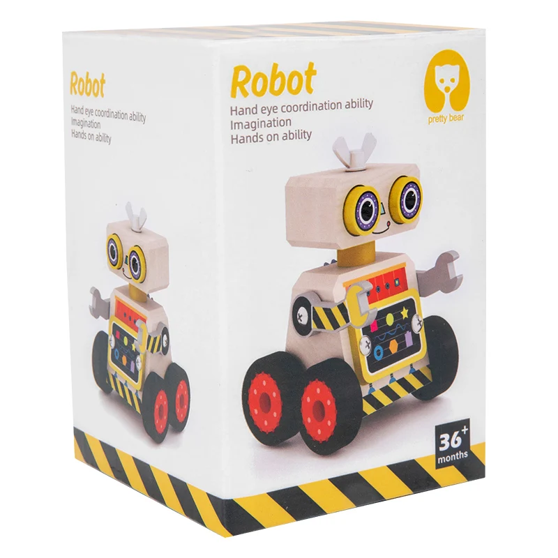 2024 New design Montessori Toys puzzle toy wooden assembly robot trains hand-eye coordination toy educational learning for kids