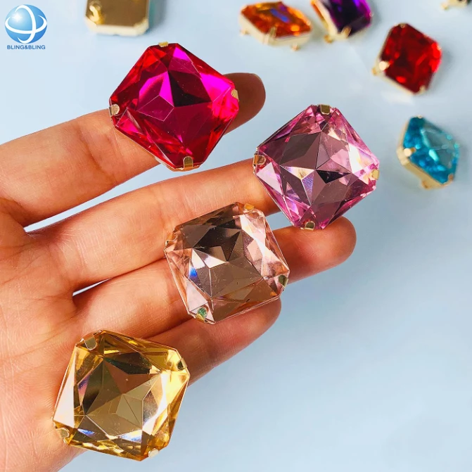 Modern Idea DIY Jewelry Big Quadrate Acrylic Stone Application For Flip Flop Ornament Bling Square Crystal Rivet Shoe Charms
