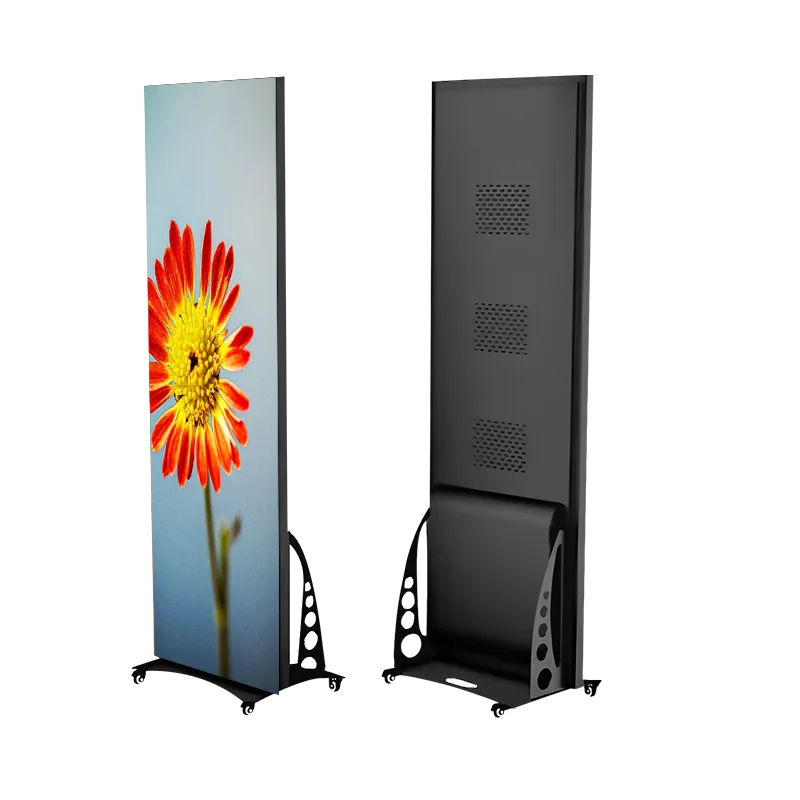 Indoor P2.5mm Portable Digital Led Poster Video Screen Display With Wheels For Rental And Fixed Installation Poster screen