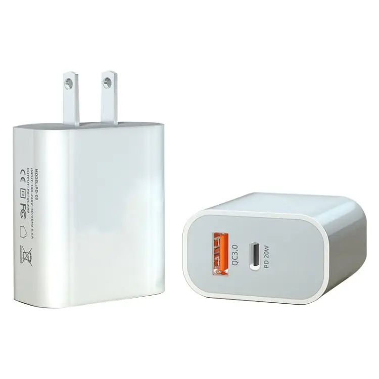 Oem Phone Charger Usb Wall Charger Fast Phone Charge Pd QC 20w Dual Port Charger  For Iphone 11/12
