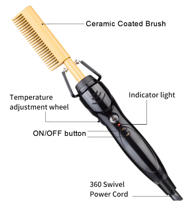 Flat Iron Private Label Fast Curling Comb Hair Straightener Brush  Electric Hot Comb