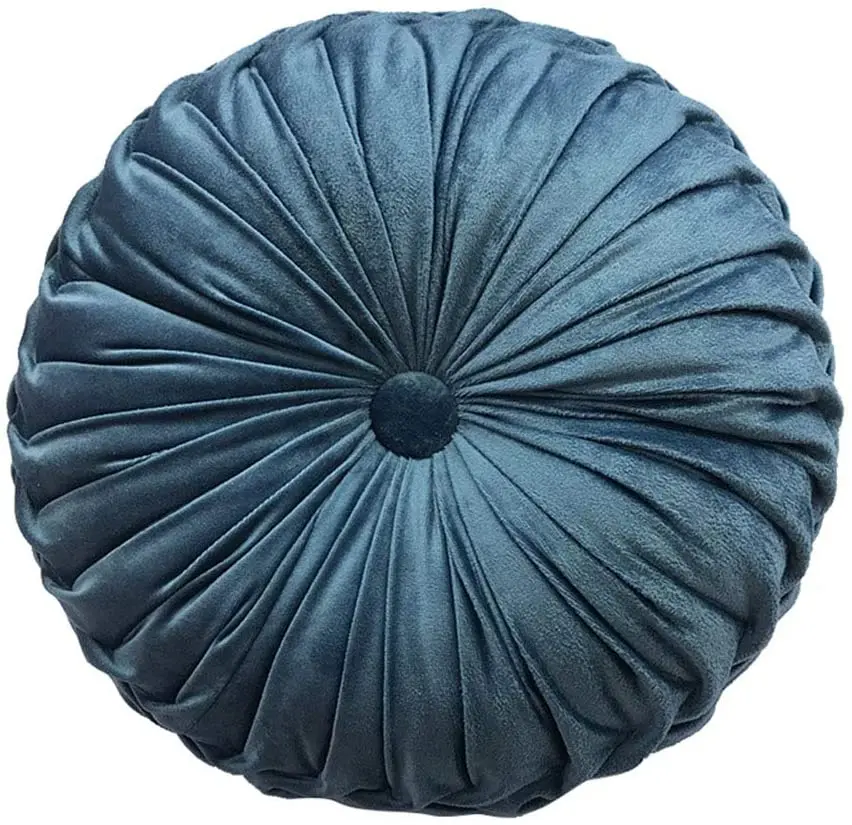 
Round Throw Pillow Velvet Home Decoration Pleated Round Pillow Cushion for Couch Chair Bed Car Blush 