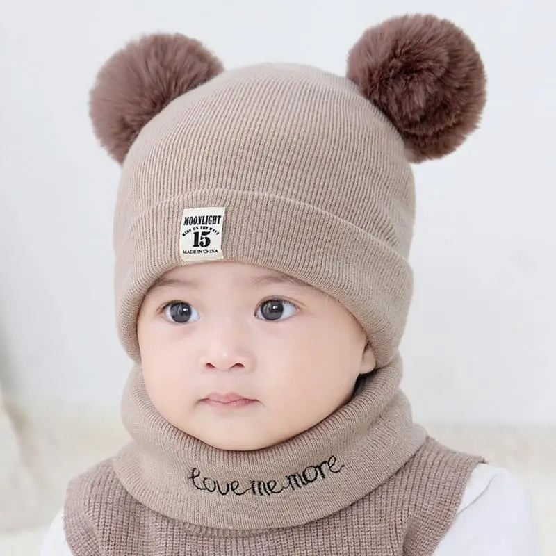 Winter Children Warm Baby Knitted Hats With Pom Pom Kids Knit Beanie Hats Winter For Kids Boys Girls Children Warm Beanie Cap