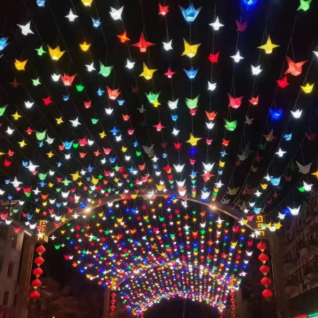 Distinctive Outdoor Rainproof Pigeon Bird Decoration Hanging Tree Styling LED Paper Crane Light