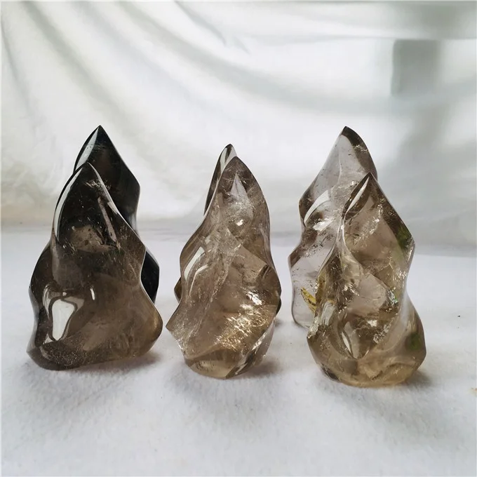 top quality polished dark tea smoky crystal quartz flame for healing