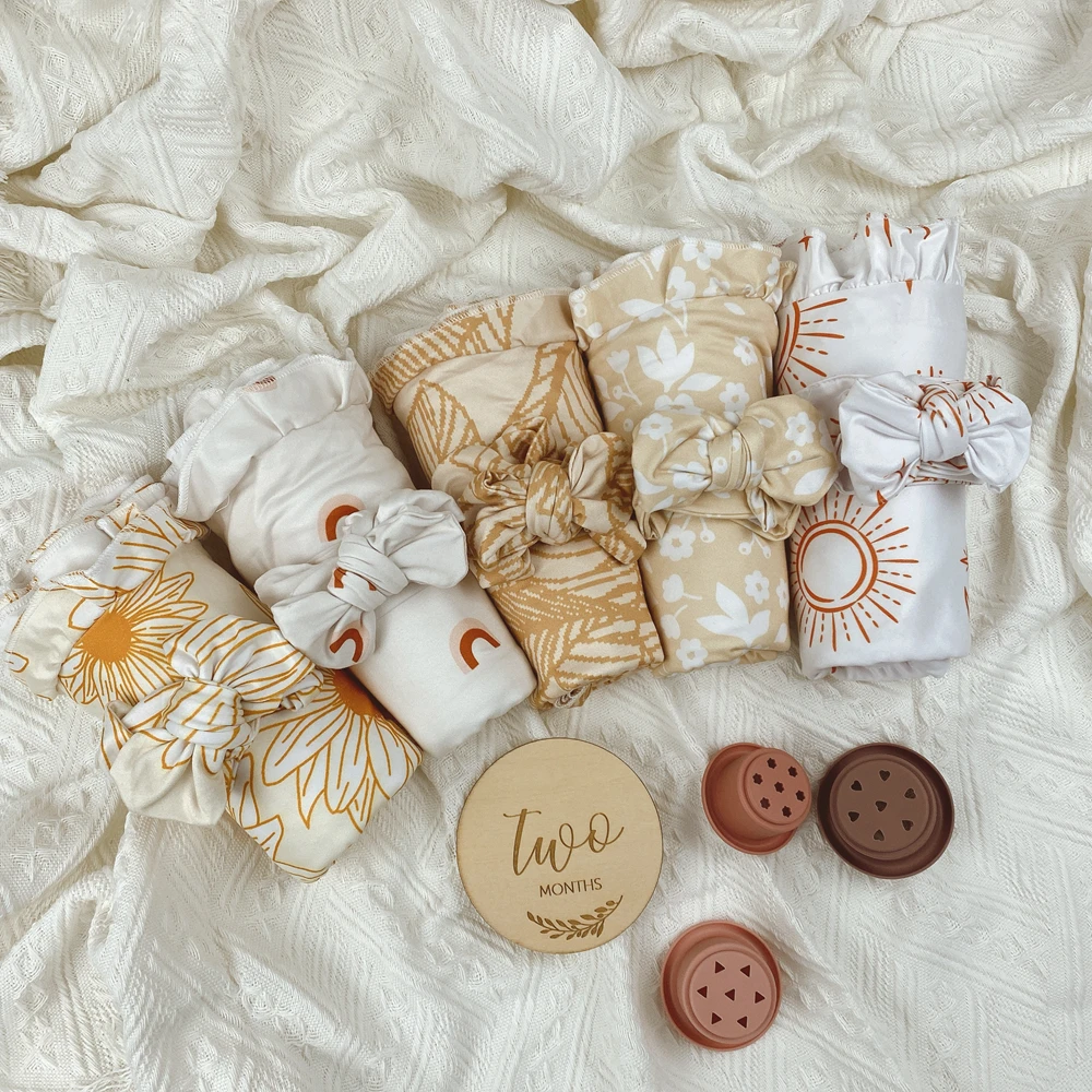 Multi use bamboo stretch swaddle super soft and super stretchy ruffle swaddle blanket