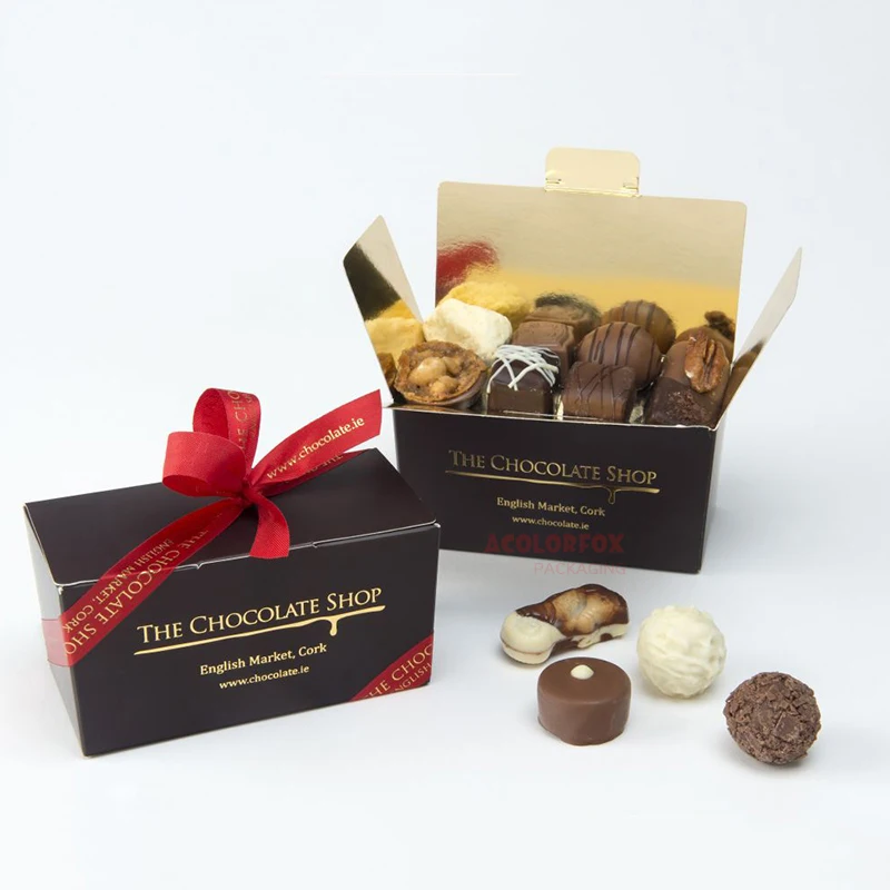 Full Printing Easy Assemble Empty Chocolate Truffle Boxes Black Chocolate Christmas Gift Box