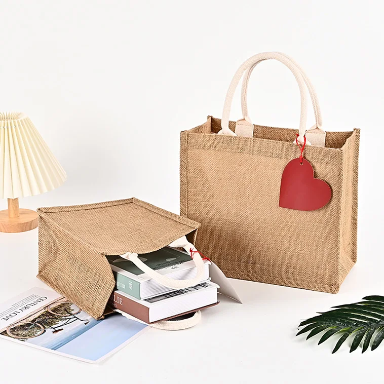 Recyclable Jute Tote Bag Eco Friendly Burlap Reusable Eco Friendly Beach Tote Bag Jute Shopping Bag For Girls