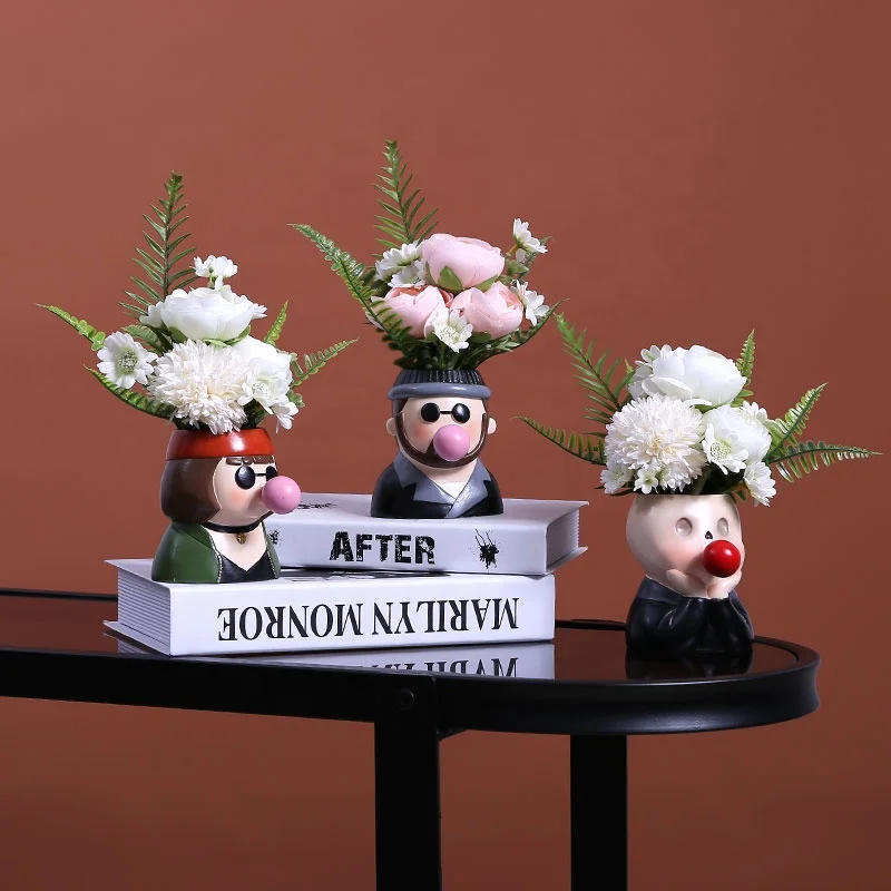 
Amazon Hot Sale Flower Pot Vendor Resin Cute Girls Boys Bubble Gum Cactus Window Box Plants Pots Small Succulent Planter Decor 