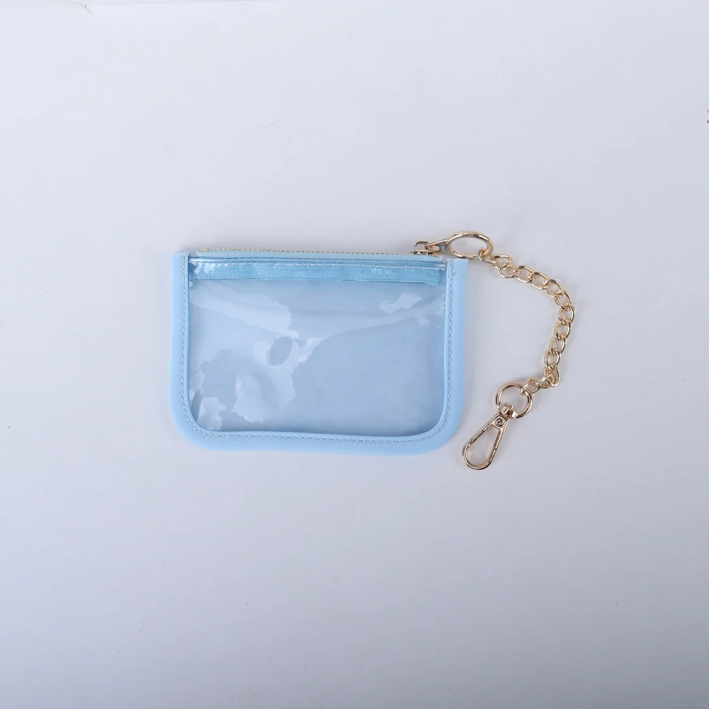 Custom Small Wallet Plastic Transparent Mini Pvc Zipper Keychain Credit Card Holder Coin Purse Card Holder Clear Coin Purse