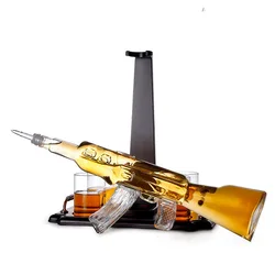 Factory wholesale high borosilicate glass gun shape wine bottle glass wine decanter