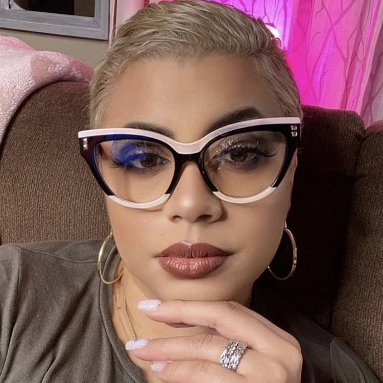 Oversized Eyeglass Frames Fashion Anti-Blue Light Computer Glasses Women Prescription Optical Frame Myopia Cat Eye Sunglasses