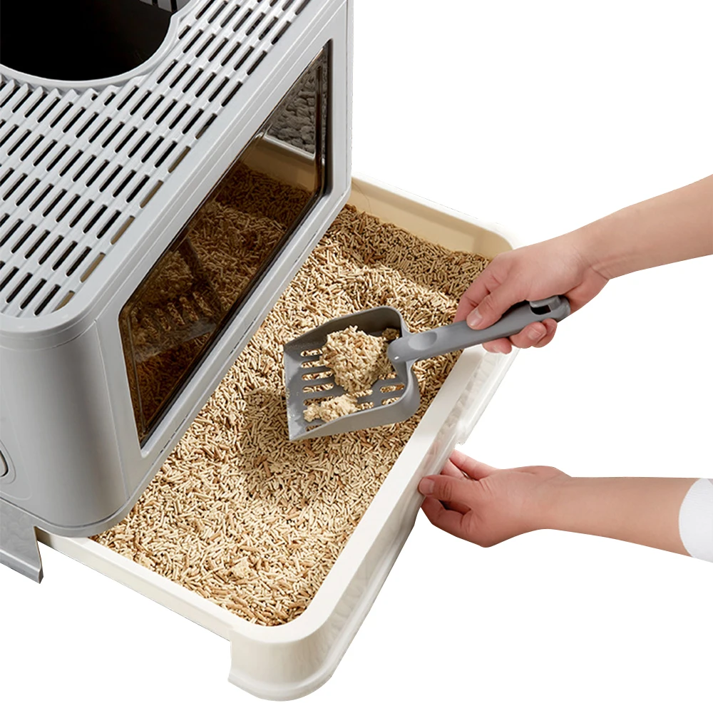 Foldable Closed Cat LitteFully enclosed splash-proof deodorant large double-door drawer folding cat toilet Suitable for fat cats