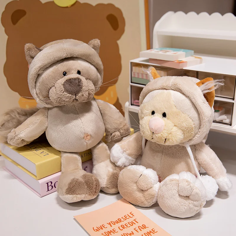 Customized New Creative Pillow Plush Female Tanuki Doll Present Cute Hooded Civet Cat Doll Soft Snow Raccoon Stuffed Animals Toy