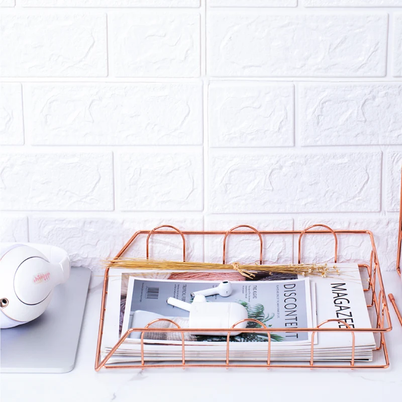 Metal multilayer magazine rack for office desk