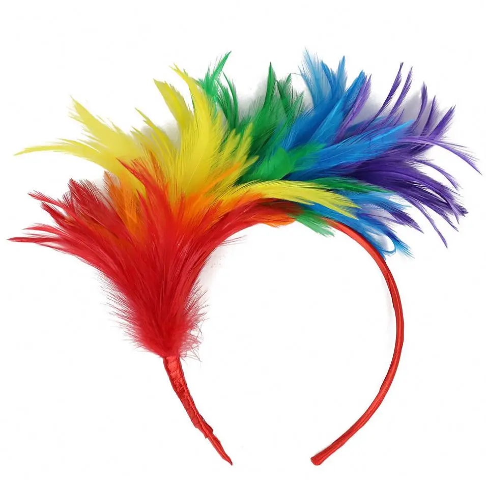 10colors Women Feather Headband Hairband Fascinator Swan Masquerade Black Feather Hair Hoop Christmas Festival Hair Accessories