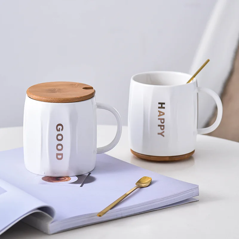 Feiyou wholesale custom 400ml white personalized tea milk porcelain cups sublimation travel ceramic coffee mugs with lid