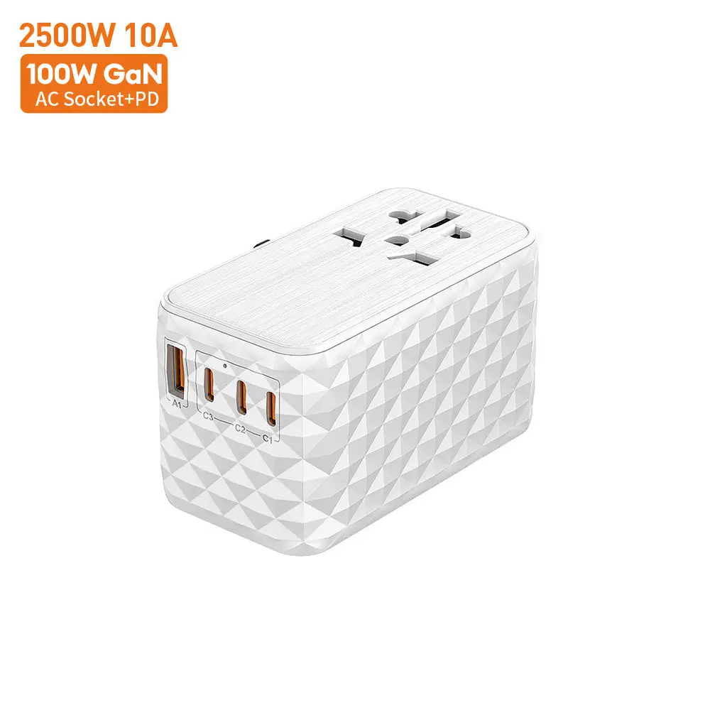 USB Charger 3 USBC Port 100W Gan PD Universal Travel Plug Adapter travel adapte