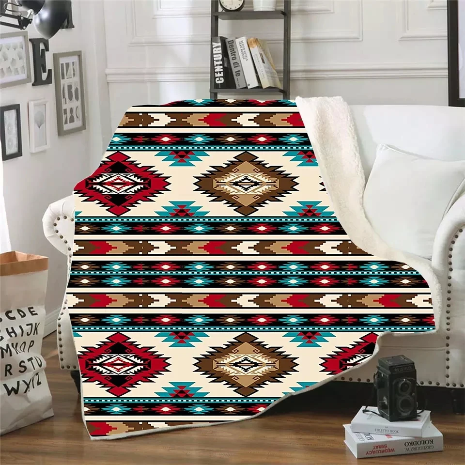 High Quality Personalized Western Style Cow Aztec Print Cowboy Flannel Blankets