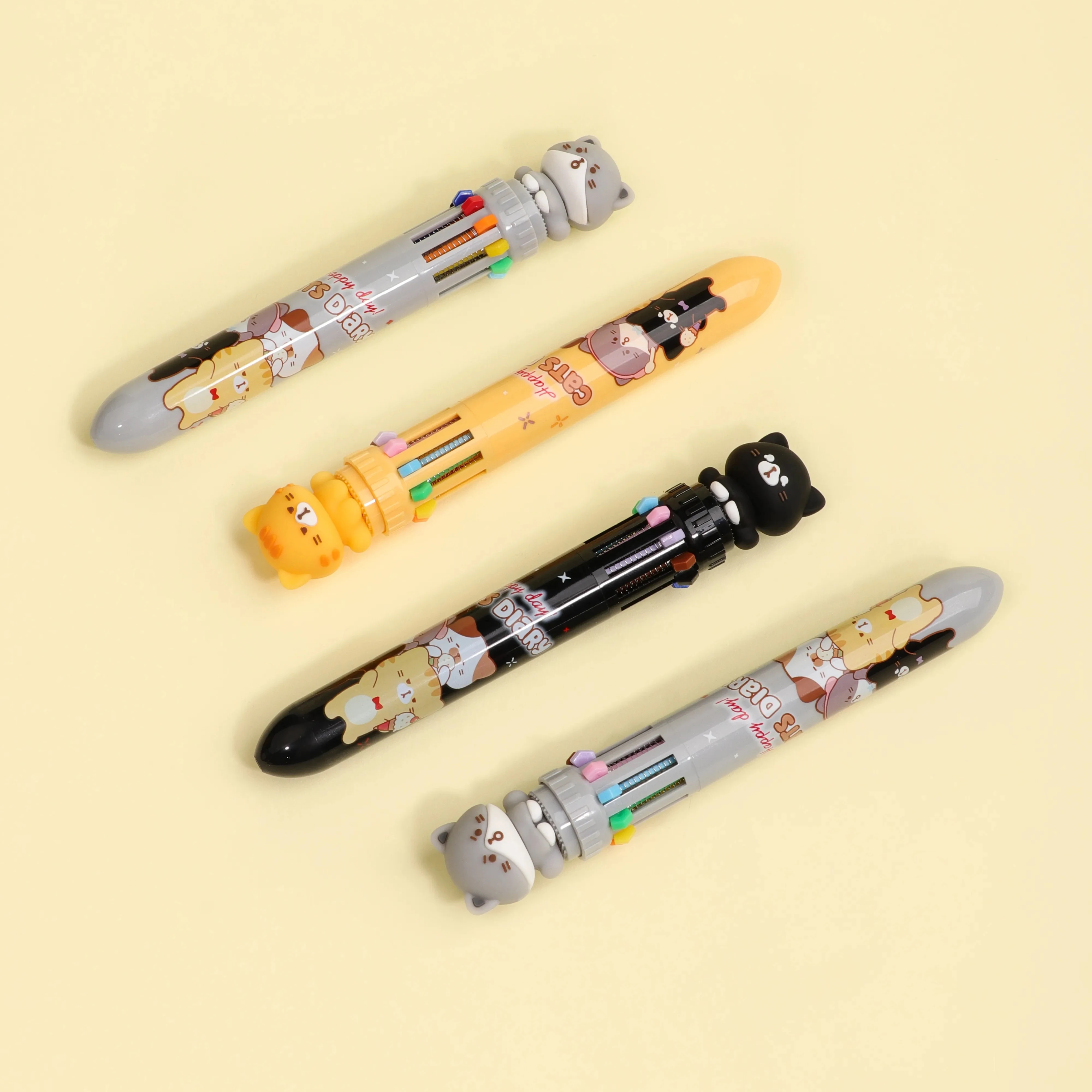 Multi-color diary note ballpoint pen 10 colors cute ballpoint gel pen kawaii cat school pen for kids