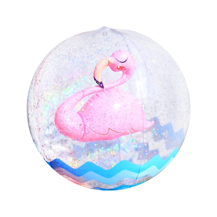 Cheap Price Custom 11113Fv1 Flamingo Inflatable Globe Beach Glitter Lovely Animal Ball