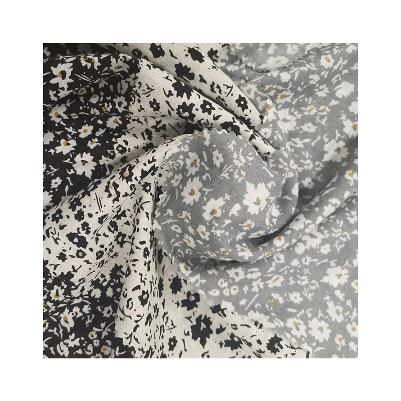 
Best SALES light weight rayon&cotton blended daisy printed fabric for garment 