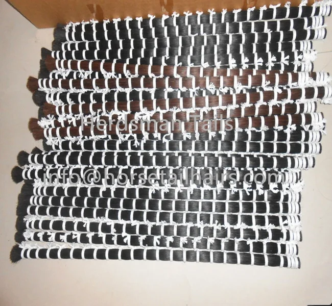 NATURAL TAPERED END HORSE TAIL HAIRS AND HORSE MANE HAIRS IN 4-40 INCHES BUNDLES