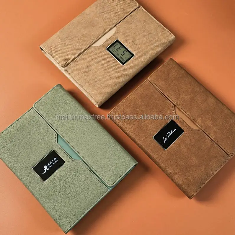 2023 New Product Colorful LED Logo  A5 Planner Notebook Wireless Charging Business Power Bank Notebook