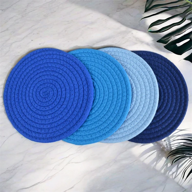Wholesale Round Woven Placemats Cotton Place Mats for Dining Table Trivets For Hot Placemat Table