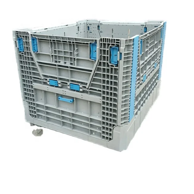 Hard plastic pallet collapsible container with casters wholesale foldable pallet boxes with wheels