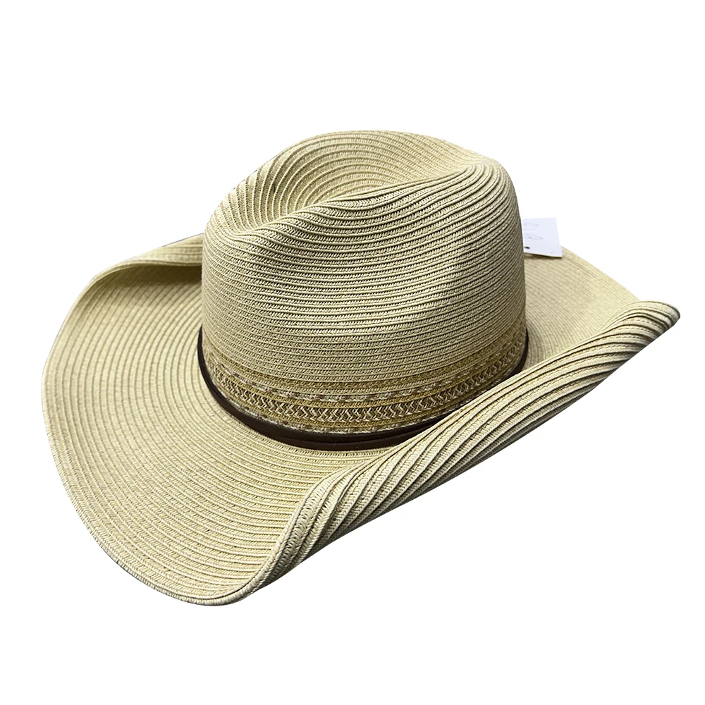 Wholesale Boho Bohemian Paper Straw Cowboy Hat with Adjustable Strap Mens Womens