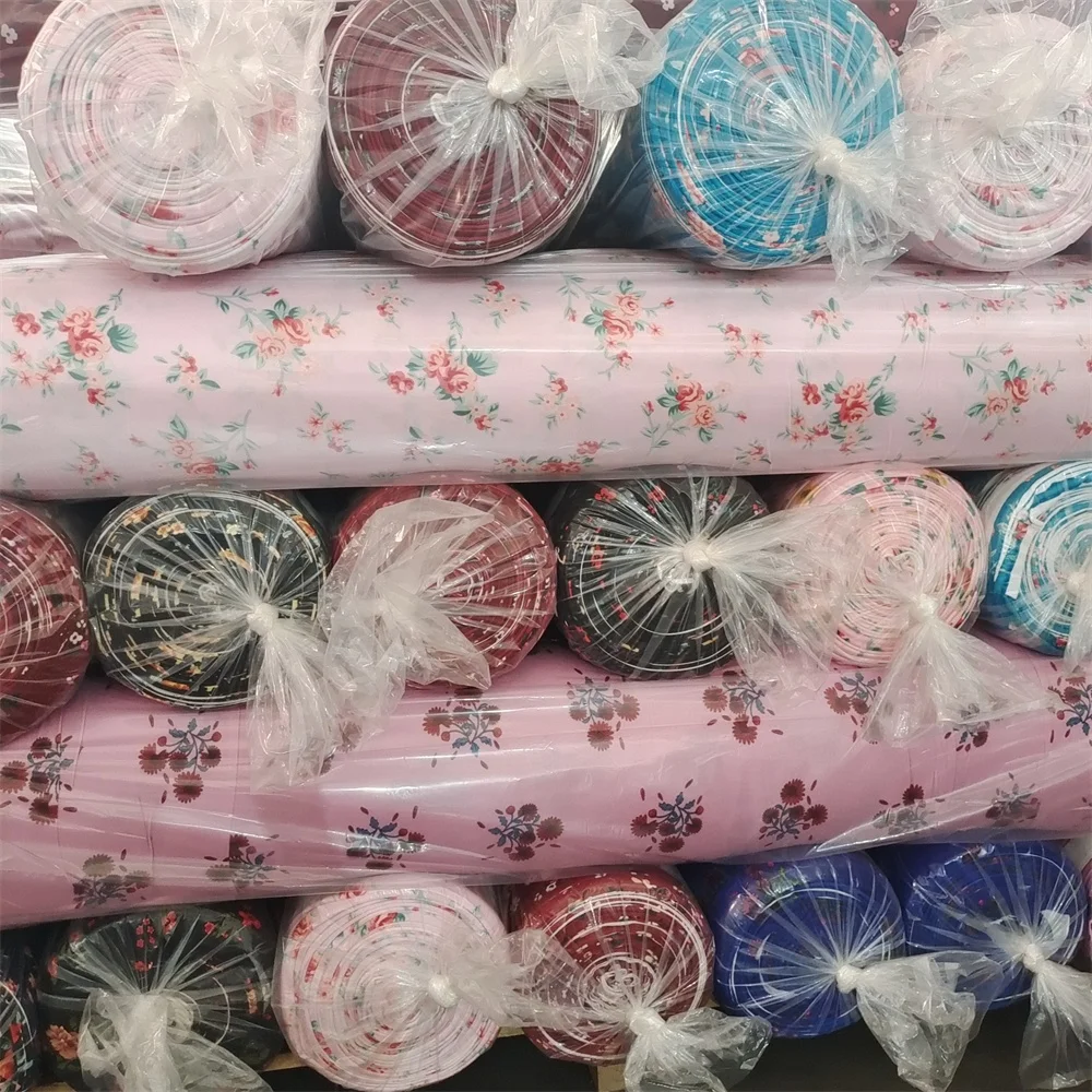 High Quality Hot Selling Stock Knitted Polyester Mixed DTY Milk Silk Printed Fabric For Women Fabric