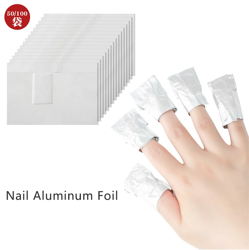 50/100Pcs/Bag Aluminium Foil Nail Art Soak Off Polish Nail Removal Wraps Nail Towel Gel Polish Remover Manicure Tool