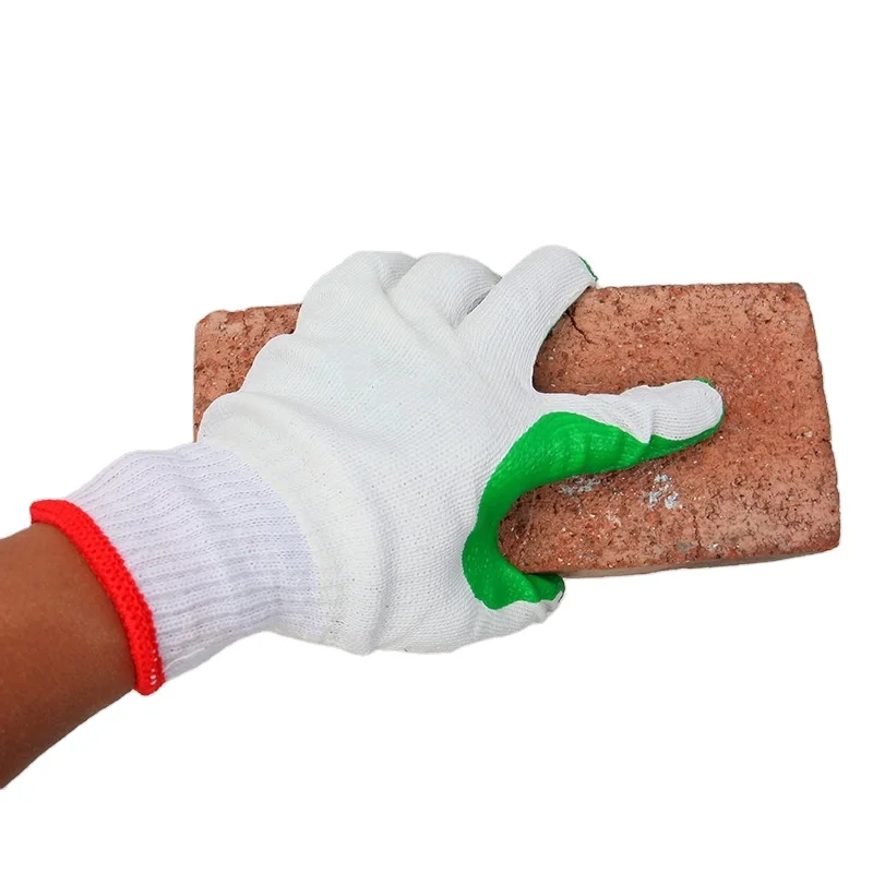 Protective gloves with rubber butyl nylon cotton thread hanging glue waterproof, oil-proof, non-slip and wrinkle latex gloves