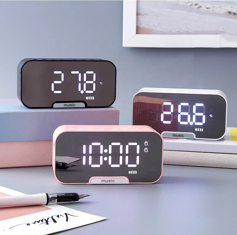 Portable BT Speaker Super Bass Wireless Stereo Speakers Support TF AUX Mirror Alarm Clock for Phone Computer  Gift Sound