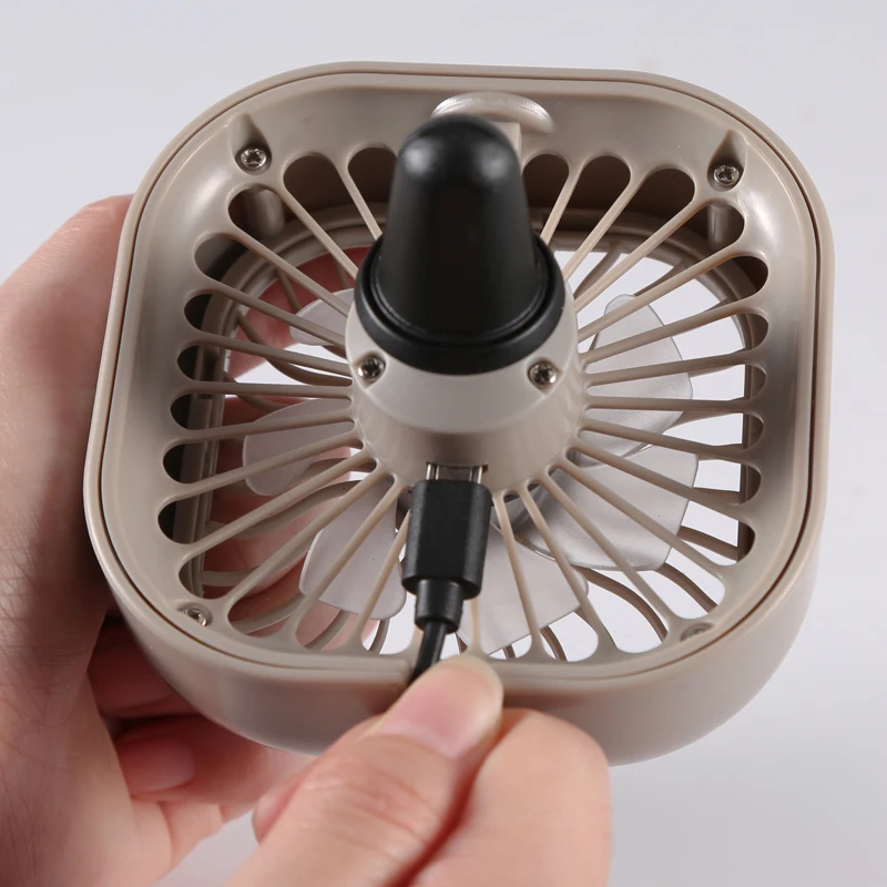 4W 3 speeds design charger fan rechargeable grey colorful light car fan