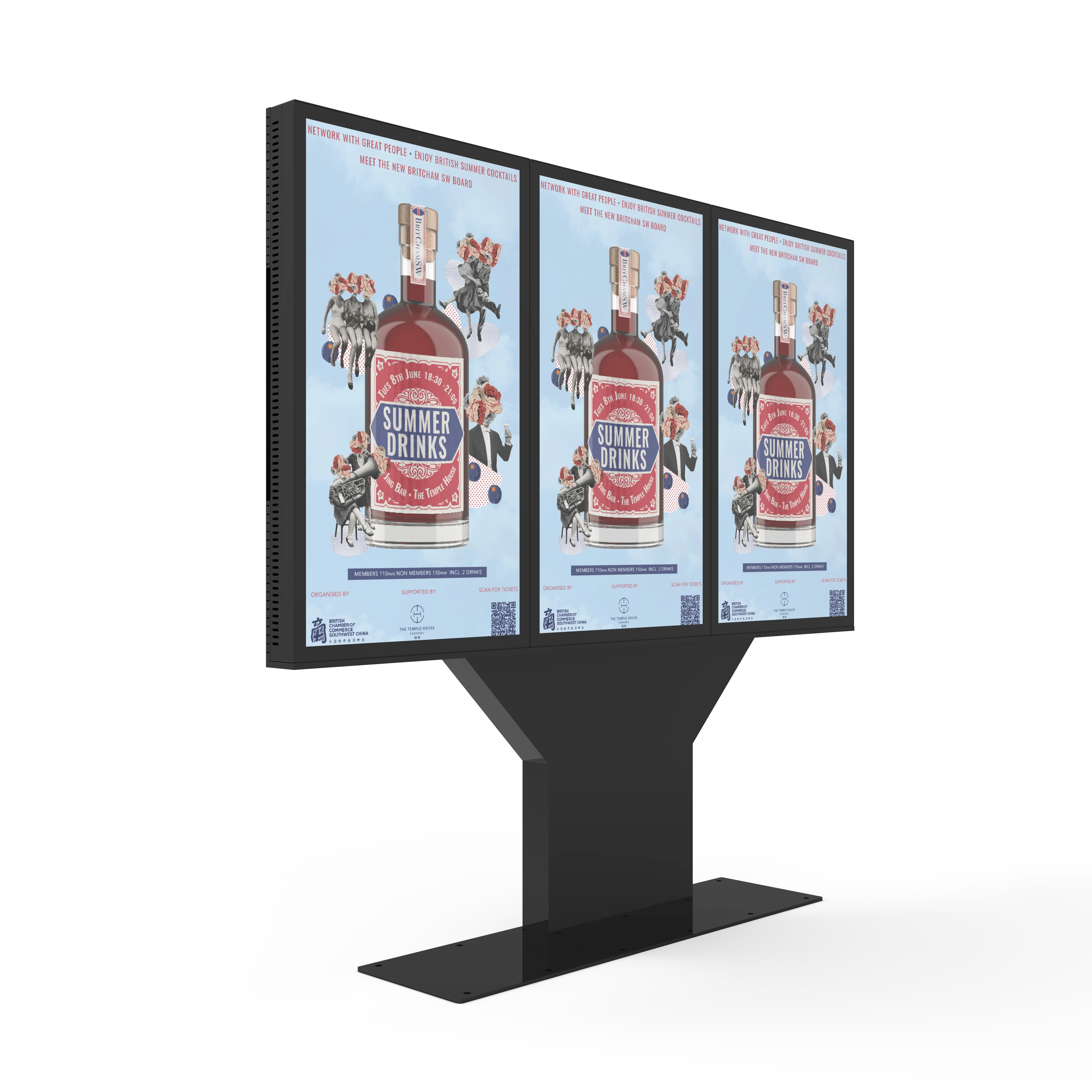 3 Sides Self Service Ordering Kiosk 55 inch hd display digital signage lcd advertising Restaurant & Hotel Kiosk
