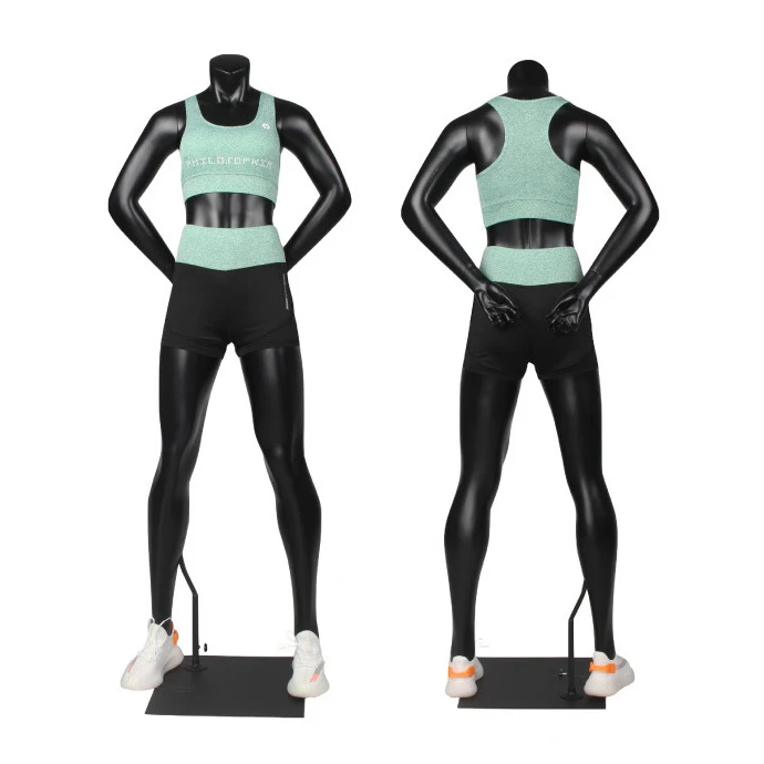 popular designed sporting life like standing headless sport female mannequin muscular woman model hands on back