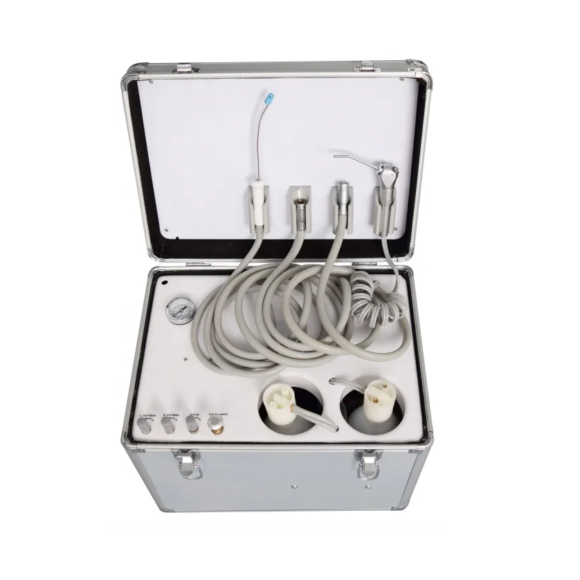 Mini Portable Desk-top Dental Lab Mobile Air Turbine Unit With Air Compressor Suction System