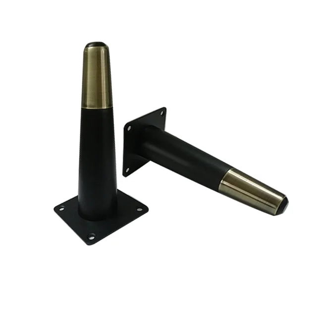 15cm Shaped Turned Wooden Feet, Furniture Bed Legs And black Sofa Wooden Leg With Metal Tube