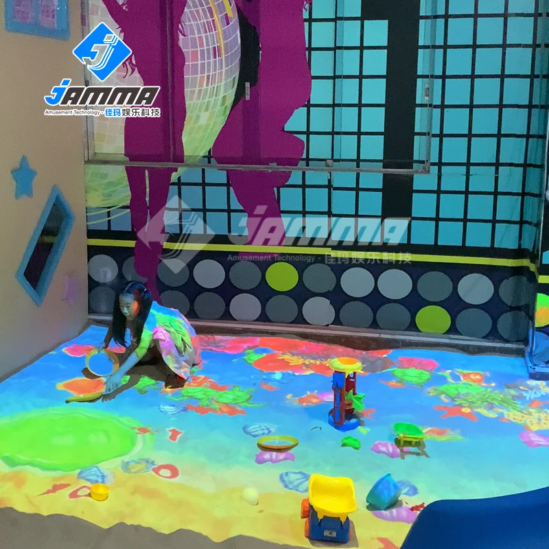 AR Interactive sand beach projection sand pond children sand beach fishing game for shopping mall