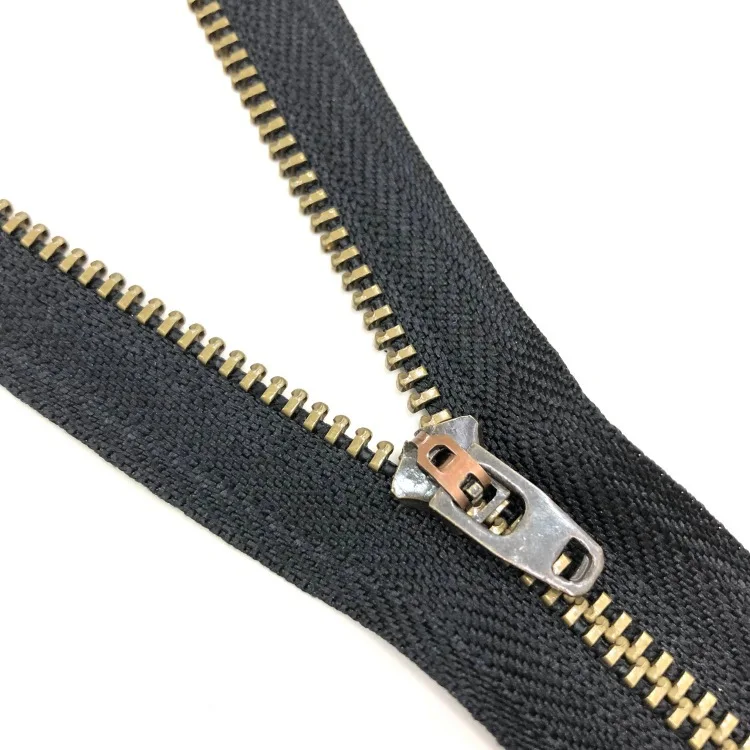 Custom metal zipper off white deep royal blue black tan light gold open end zipper