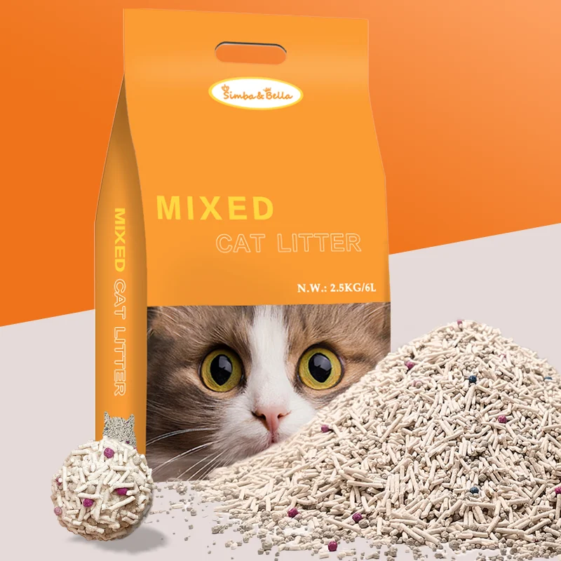 Supplier OEM Dust Free Strong Agglomeration 6L 7L Ball Shape Bentonite Mixed Tofu Cat Litter Easy Clean Economic Cat Toilet Sand